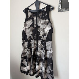 Mossimo Black Gray Floral Dress Large Sleeveless